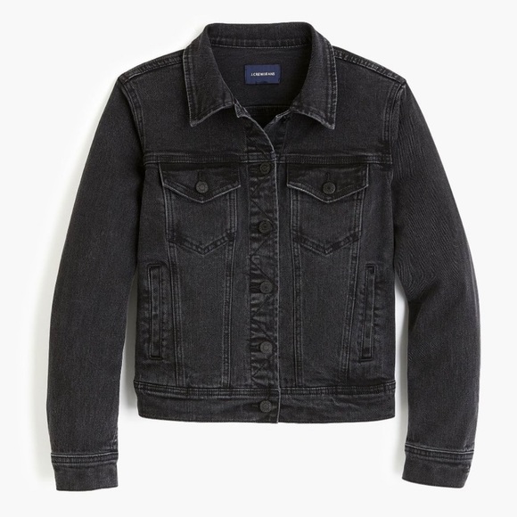 J Crew Women’s Jacket Classic Denim Black Washed Black Stretch XL